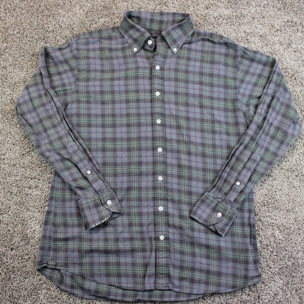 Proper Cloth Blue Tartan Plaid Button Down Dress Shirt Mens 17